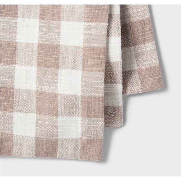 4pk Cotton Gingham Napkins Taupe/White - Threshold - Picture 3 of 4